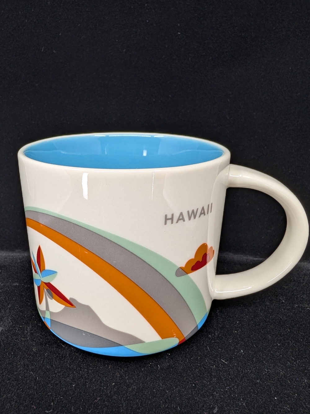 Starbucks Hawaii Ceramic Mug, You Are Here 2015- White with Blue Interior